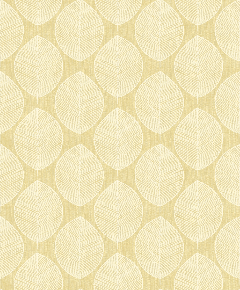 908202 Scandi Leaf Wallpaper, Yellow