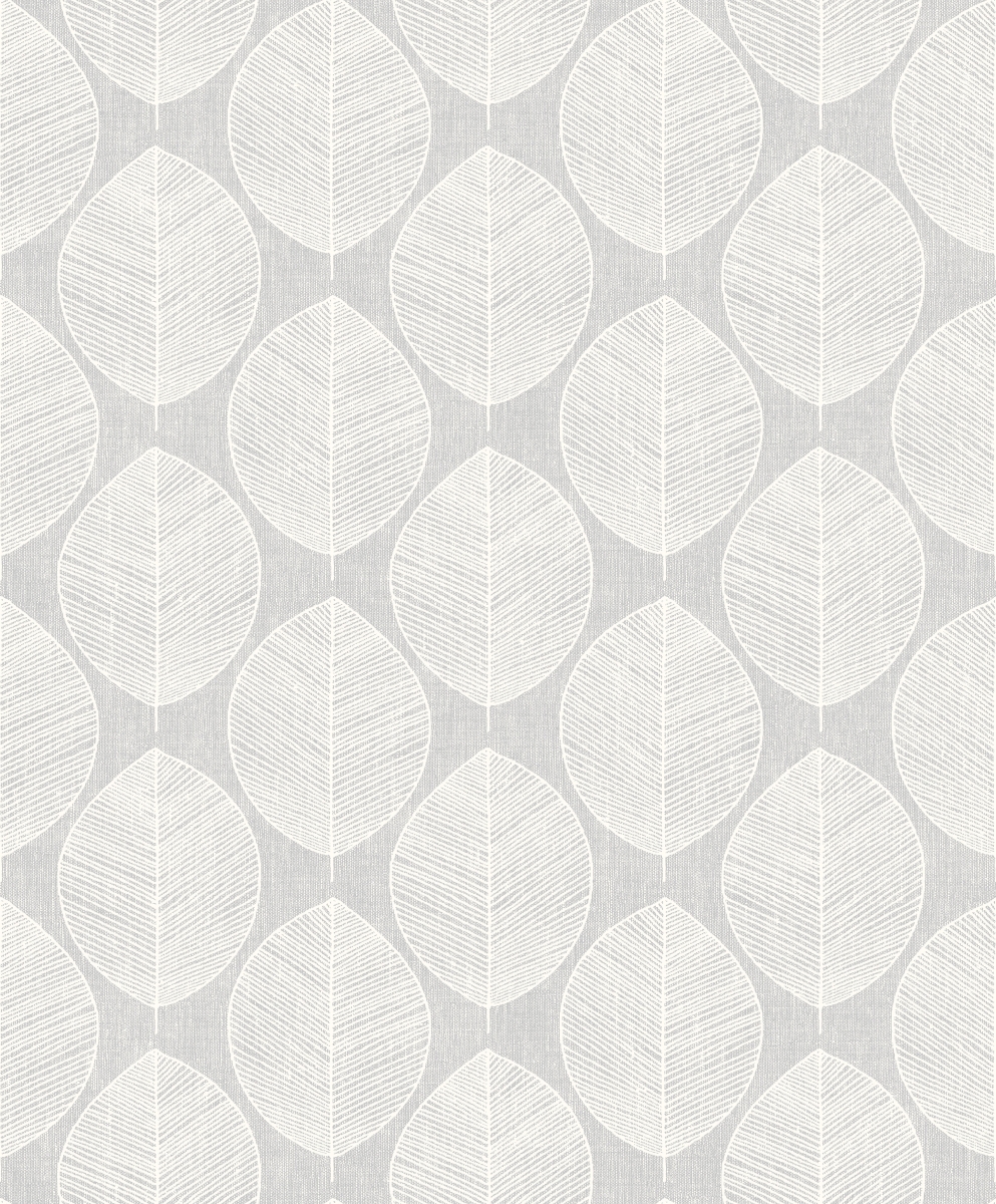 908203 Scandi Leaf Wallpaper, Grey