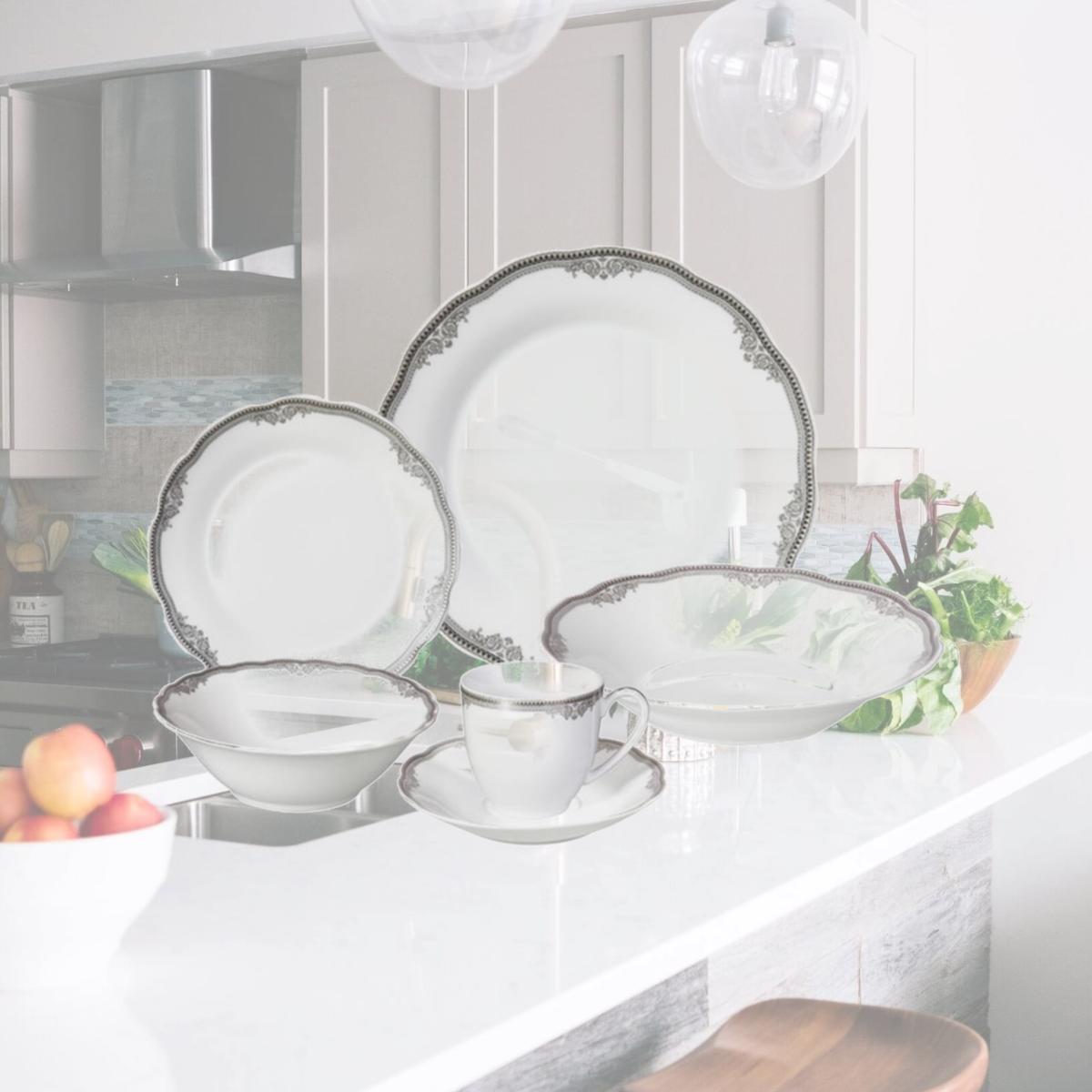 Picture of Porcelain Wavy Edge Dinnerware Set- 24 Piece Service for 4 by Lorren Home Trends: Elizabeth Design