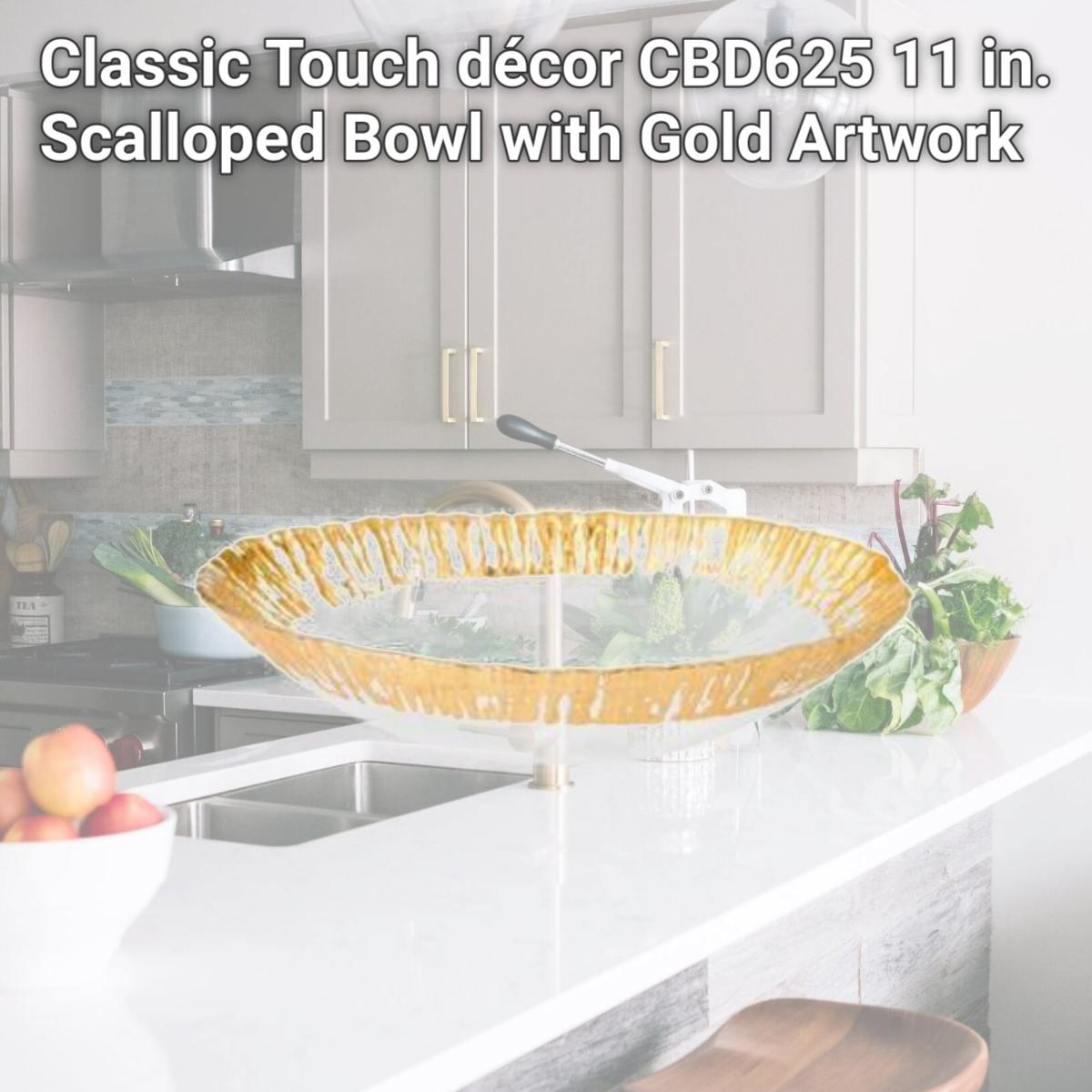 Picture of Classic Touch dTcor CBD625 11 in. Scalloped Bowl with Gold Artwork
