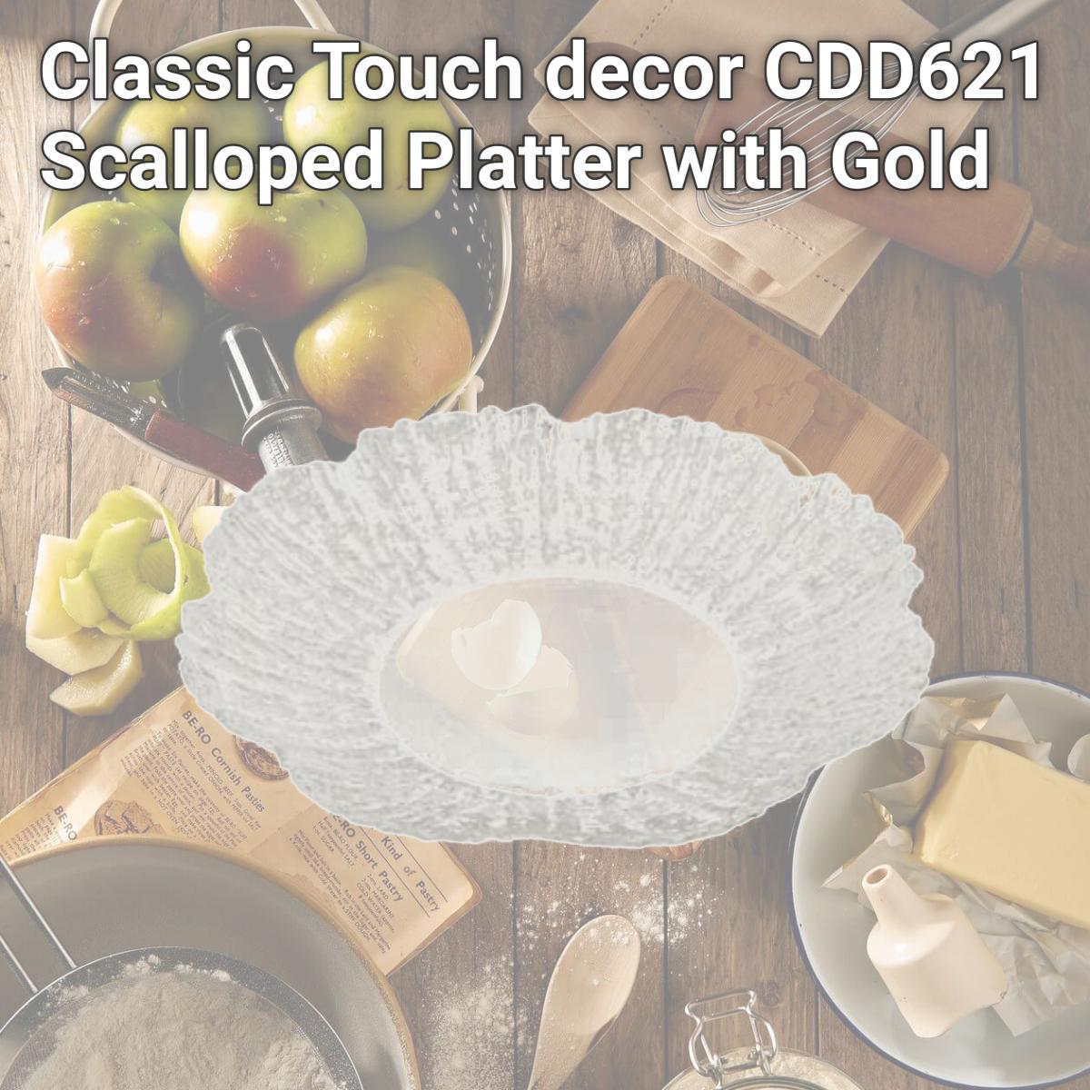 Picture of Classic Touch decor CDD621 Scalloped Platter with Gold