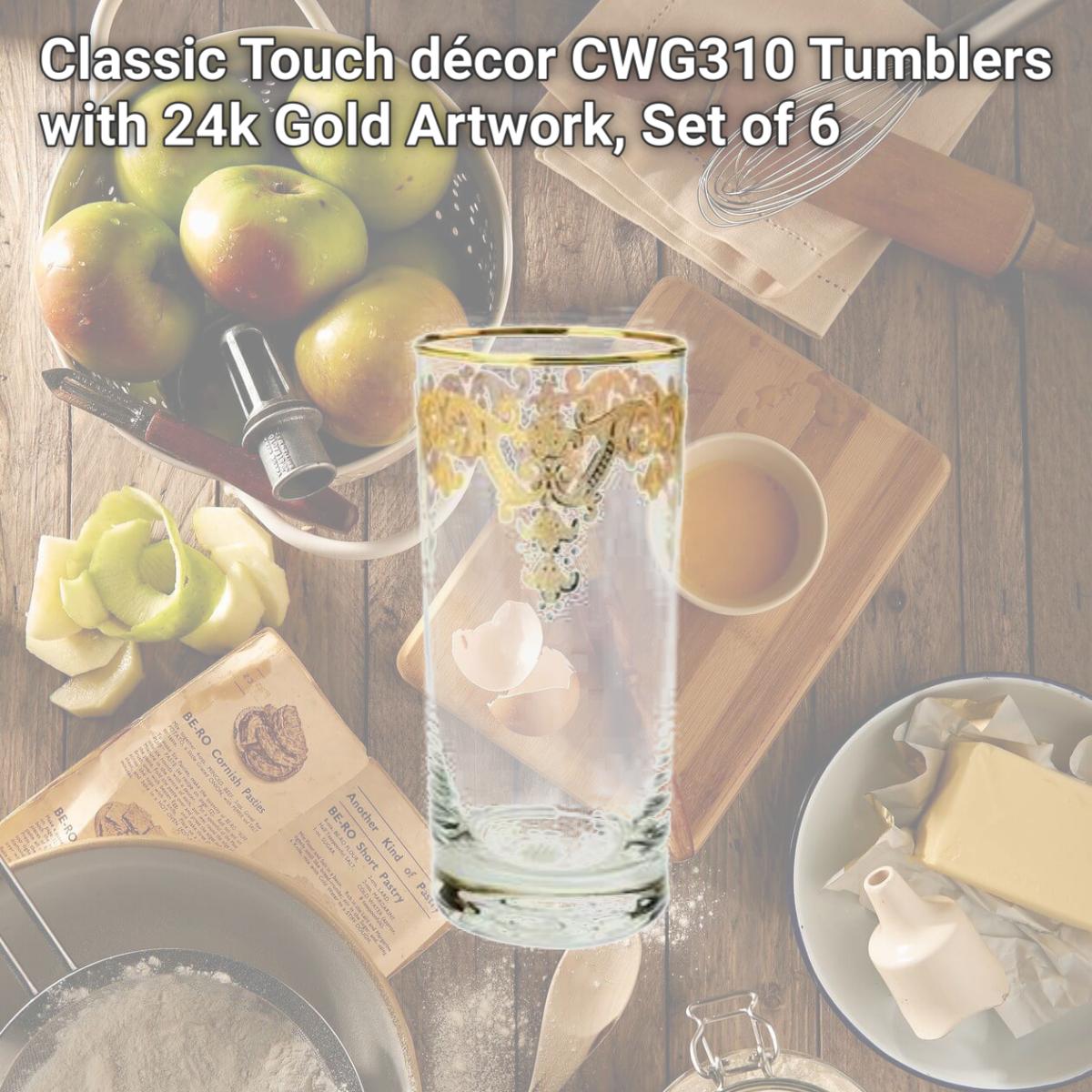 Picture of Classic Touch dTcor CWG310 Tumblers with 24k Gold Artwork, Set of 6