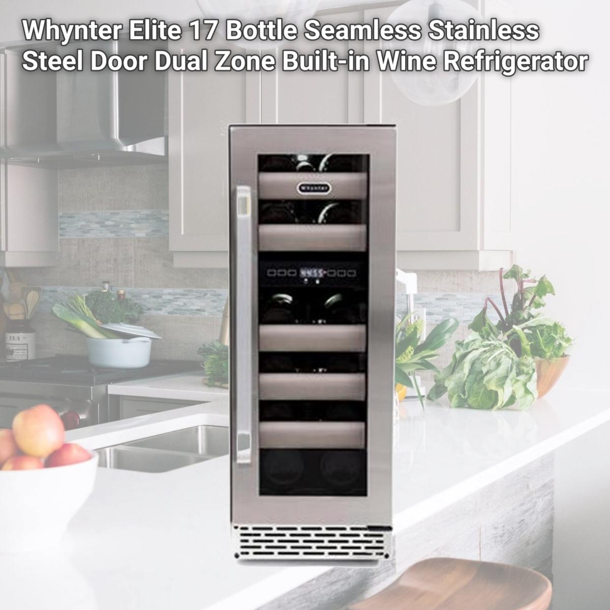 Picture of Whynter Elite 17 Bottle Seamless Stainless Steel Door Dual Zone Built-in Wine Refrigerator