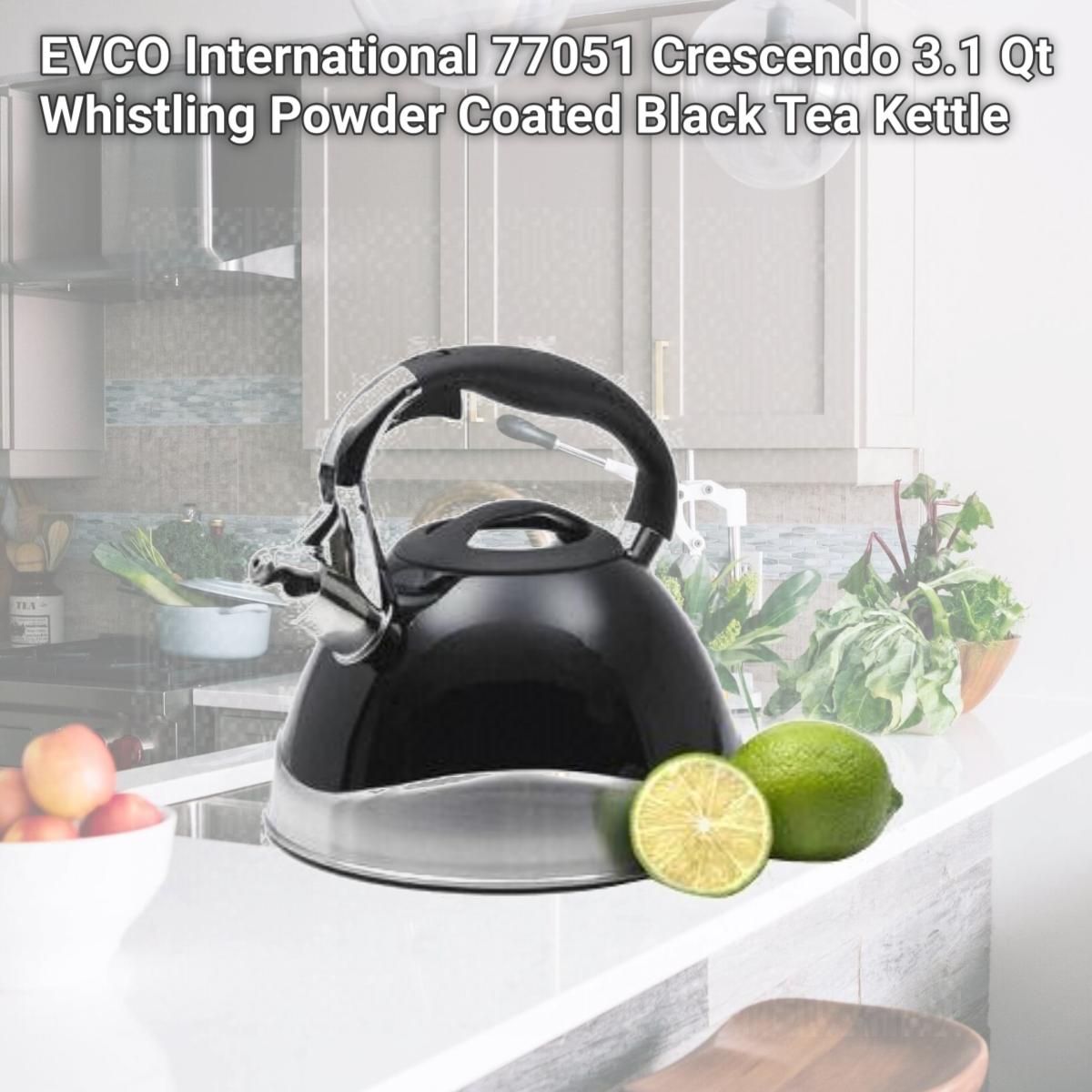 Picture of EVCO International 77051 Crescendo 3.1 Qt Whistling Powder Coated Black Tea Kettle
