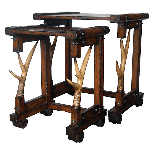 10993907 Rustic Nesting Tables Set, Brown - 2 Piece