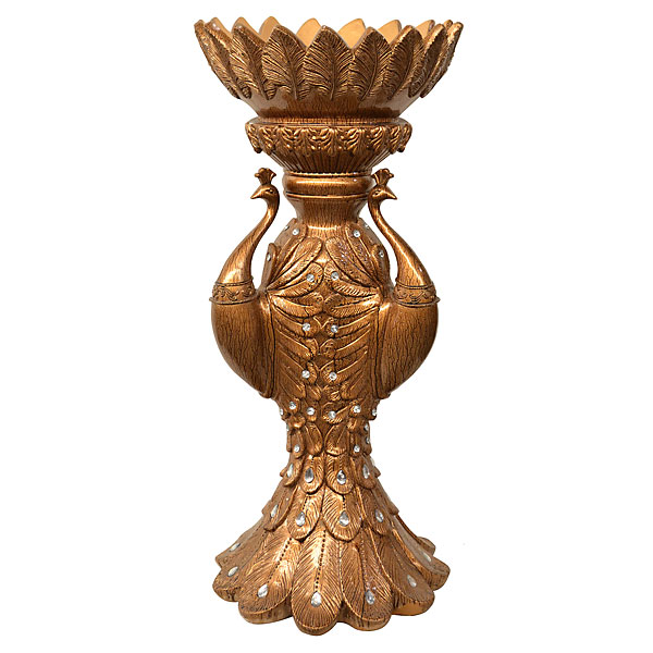 11226005 Copper Drizzle Large Peacock Vase