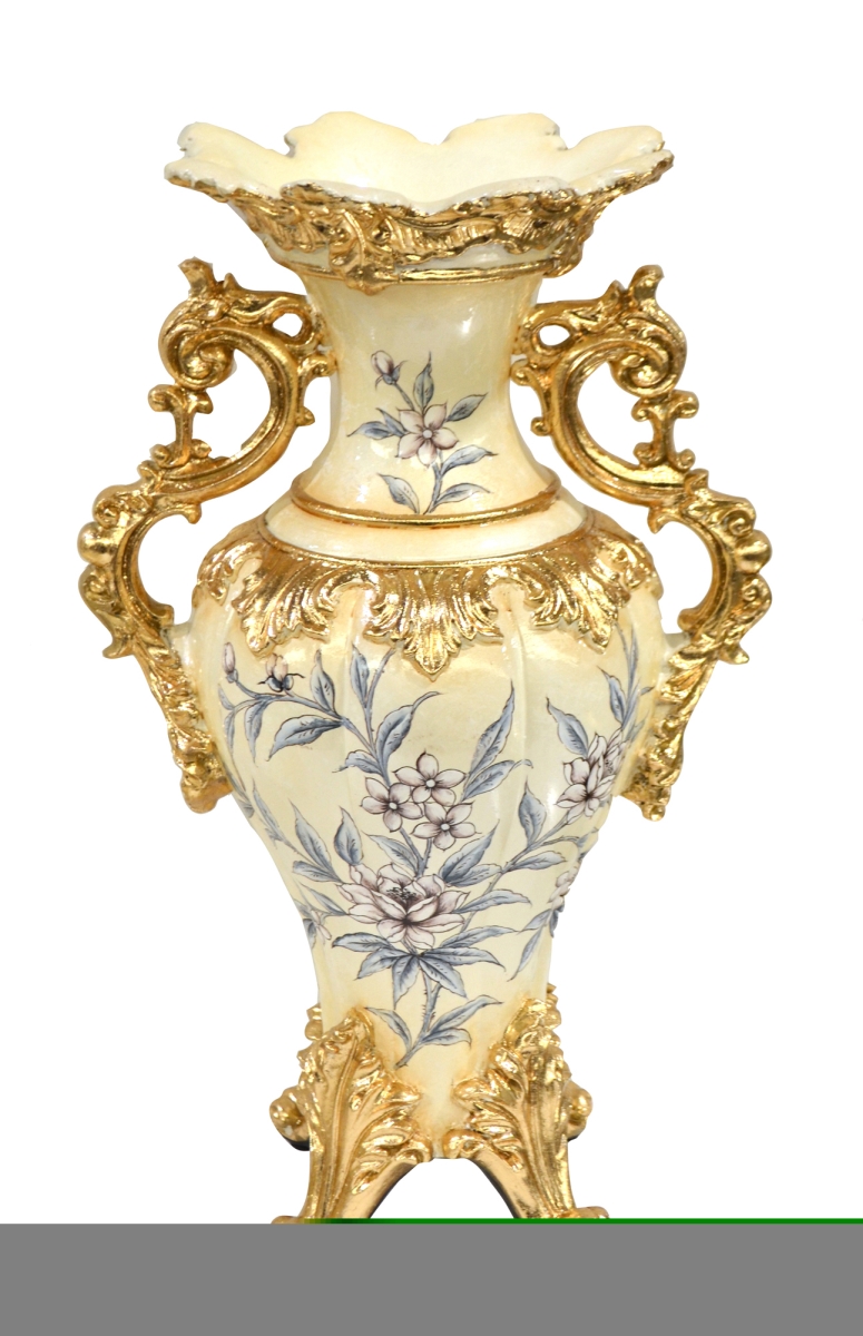 12004494 Blue Floral Vase With Handles, Multi Color