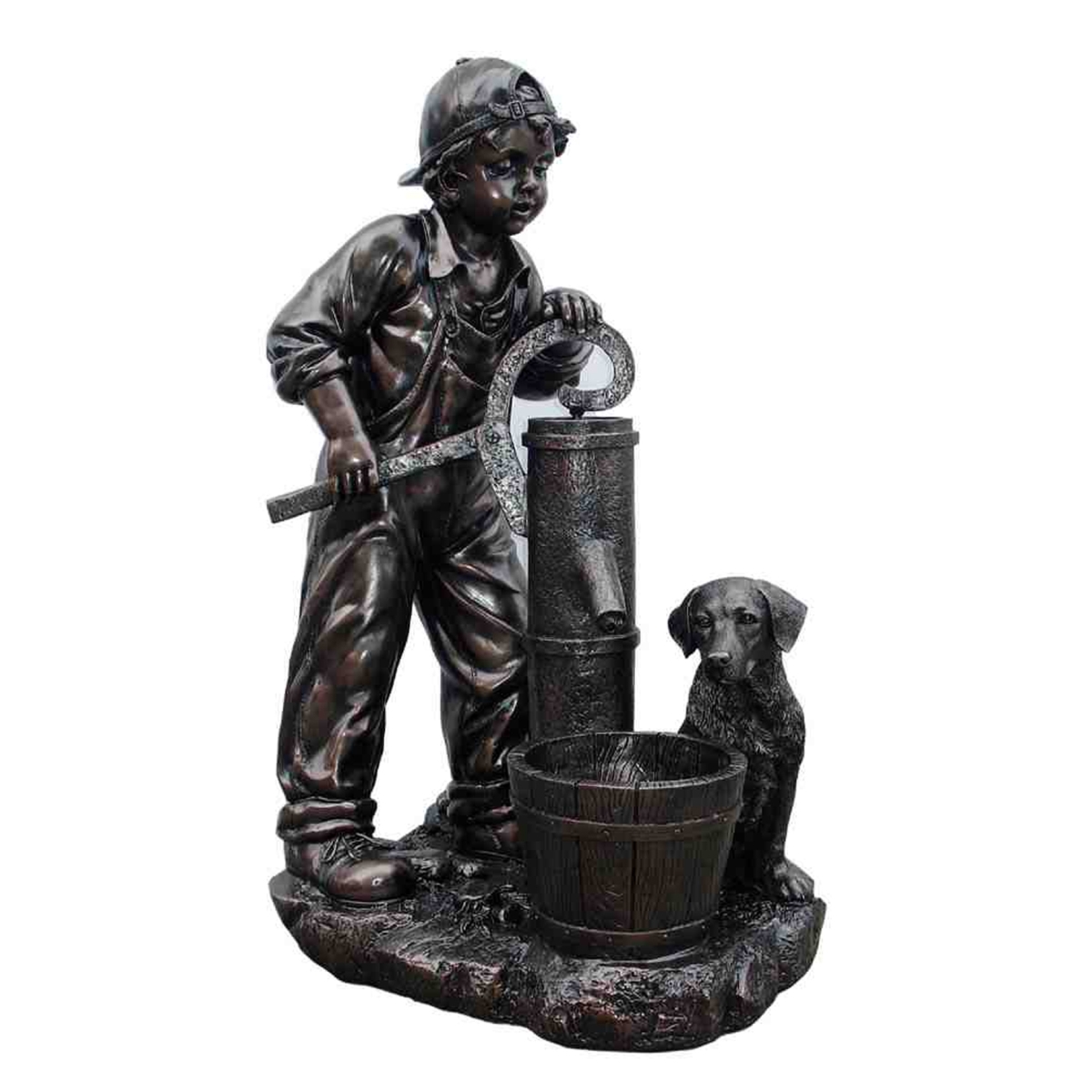 12005879 Boy Pumping Water Fountain, Multicolor - 39.5 X 22 X 17.75 In.