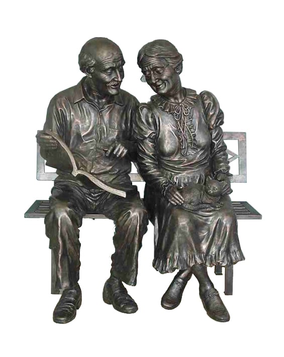 12007551 Grandma & Grandpa On Bench, Bronze - 47.5 X 43.25 X 25.5 In.