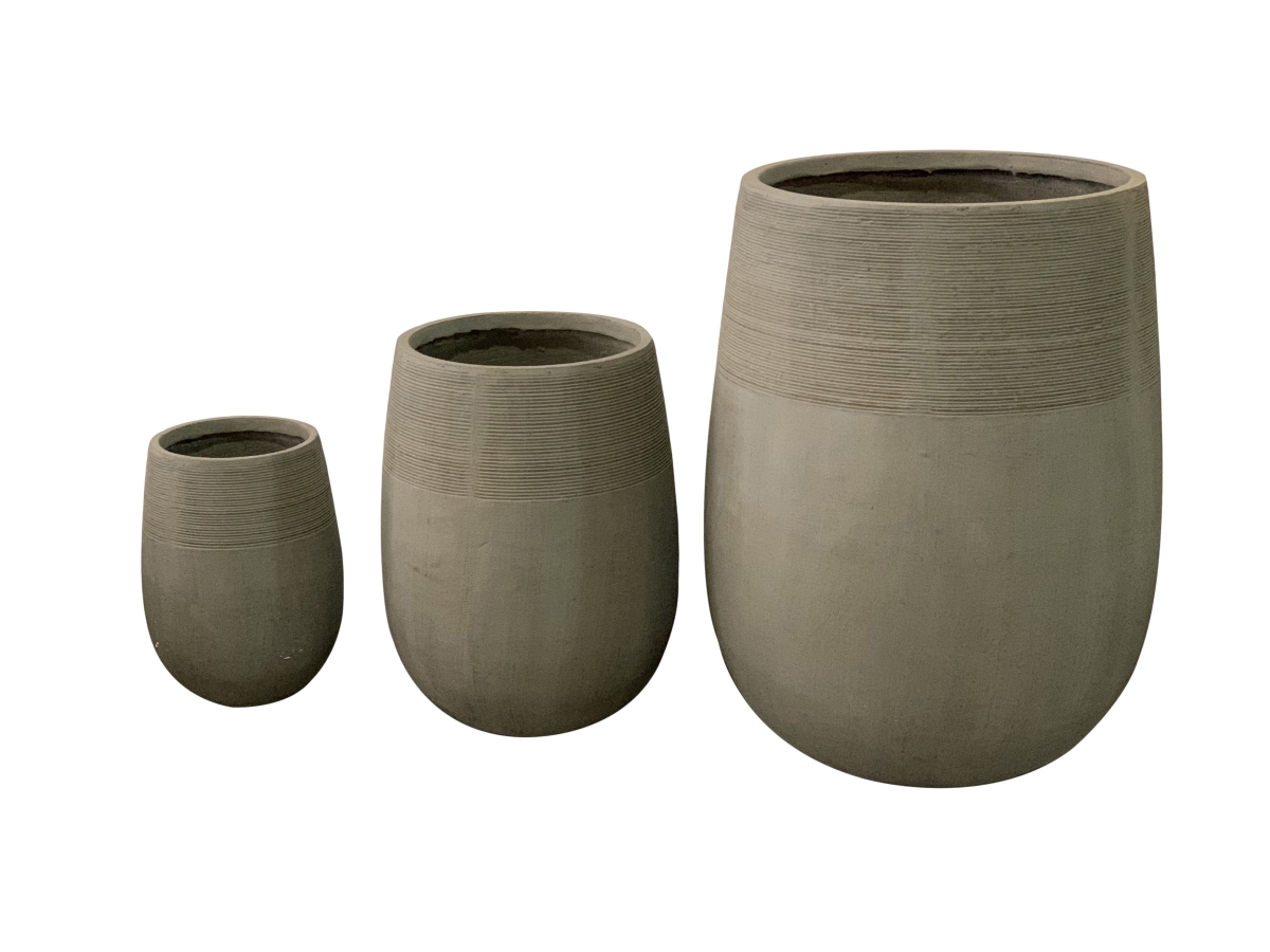 12012780 Striped Ancient Fiber Clay Cement - Set Of 3