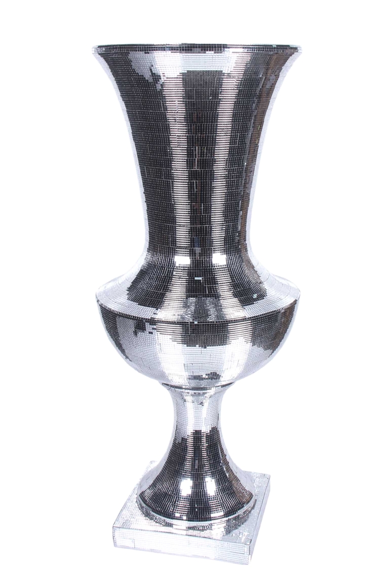 12013461 16.5 X 35 In. Glass Mosaic Vase - Silver