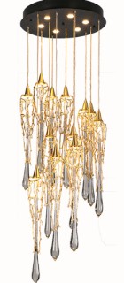 12008537 Brass & Glass Drizzling Droplet Chandelier, Gold