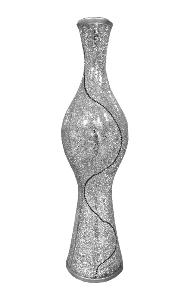 12016737 Ceramic Dramatic Sparkling Vase, Silver