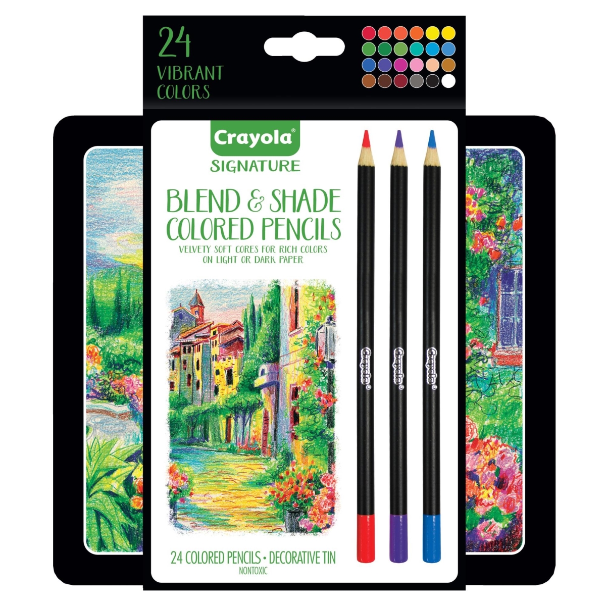 Crayola 68-1224 Artist Tin Gel Colored Pencils - 24 Count