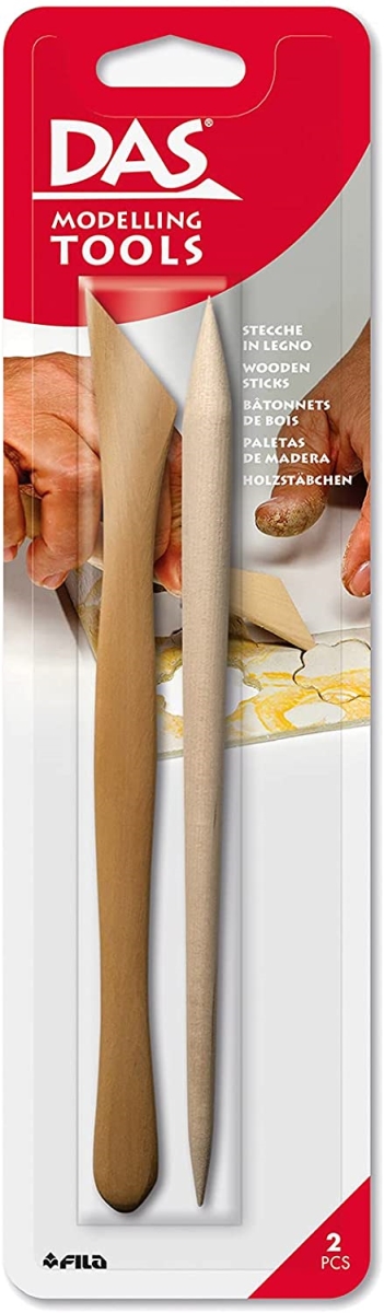 F345000 Clay Hardwood Modelling Tools, Natural Wood - 2 Count