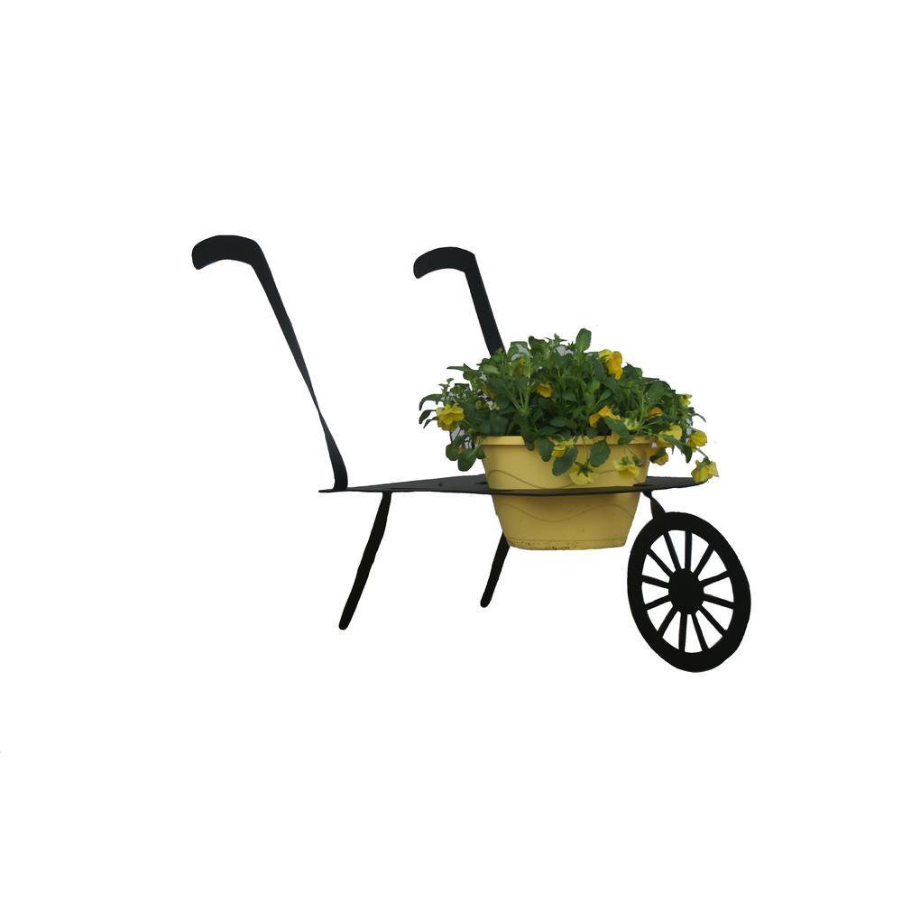 Rsi-la-cart-bk 3d Metal Lawn Art Planters Wheel Barrow - Black