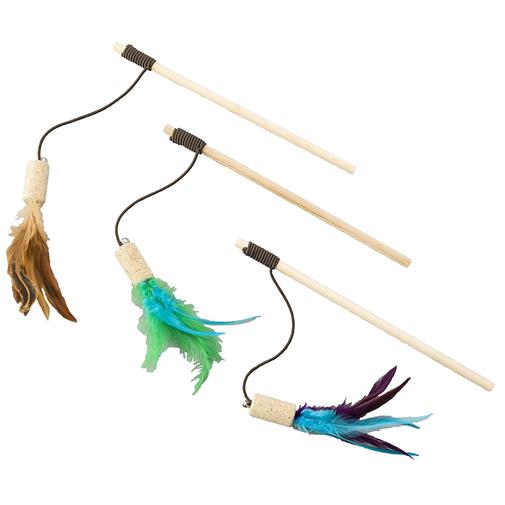Spot Ethical Products 685-52056 Cat-bernet Cork With Feathers Teaser Wand Cat Toy -assorted Color