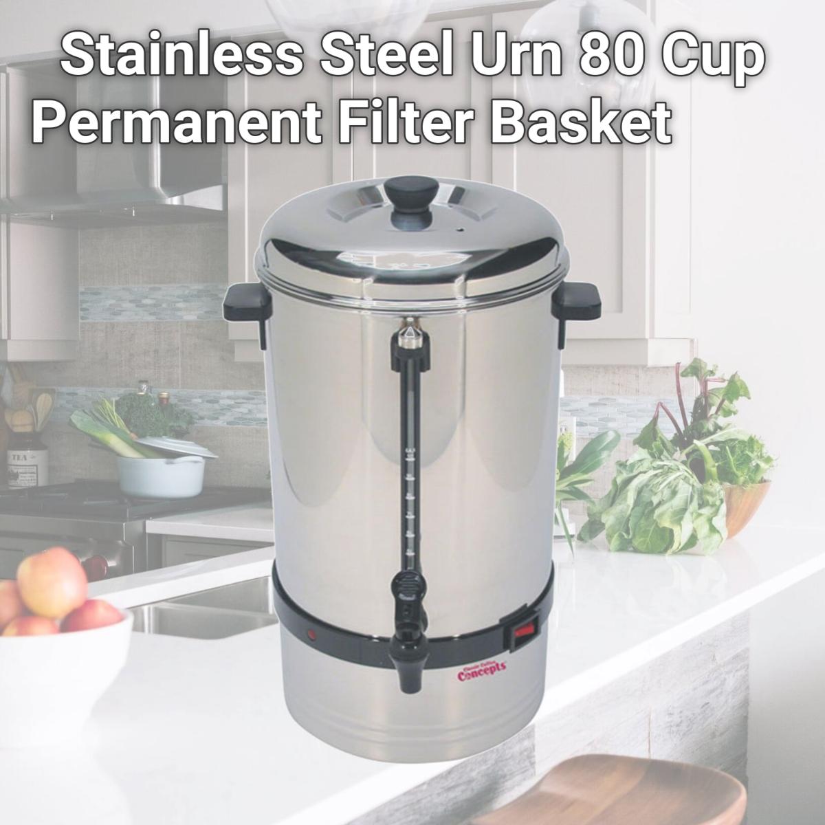 Picture of Classic Concepts SSU80 Stainless Steel Urn 80 Cup Permanent Filter Basket