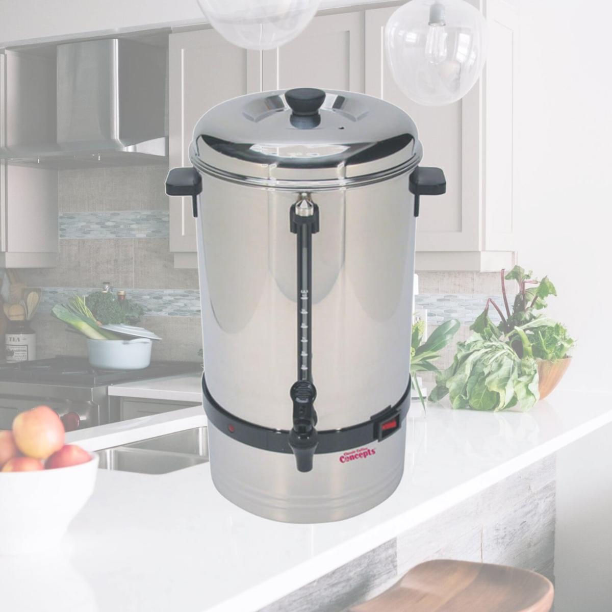 Picture of Classic Concepts SSU80 Stainless Steel Urn 80 Cup Permanent Filter Basket
