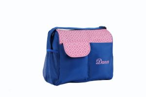 Dia-01 Large Diamond Navy Tote With Embroidered Dance & Vented Shoe Pocket