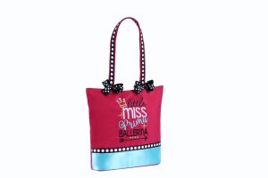 Lmp-01 Little Miss Prima Ballerina Small Tote With Polka Dot Bows & Crystalline Accents
