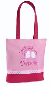 L2d-01pk 11.5 In. Love 2 Dance Pink Small Tote With Grosgrain Ribbon Trim & Embroidered Applique