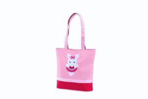 Bny-01 Ballerina Bunny Small Tote With Grosgrain Ribbon Trim & Embroidered Applique