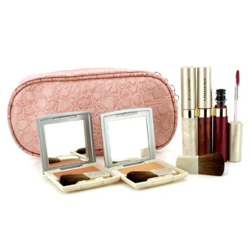 176419 Cheek & Lip Makeup Set With Pink Cosmetic Bag With Bag - 6 Piece