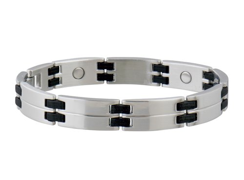 64770 Mens Magnetic Link Bracelet, Stainless Black - Large & Extra Large