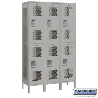 82368gy-u 15 In. Double Tier Vented Metal Locker - Unassembled, Gray - 6 Ft. X 3 X 18 In.