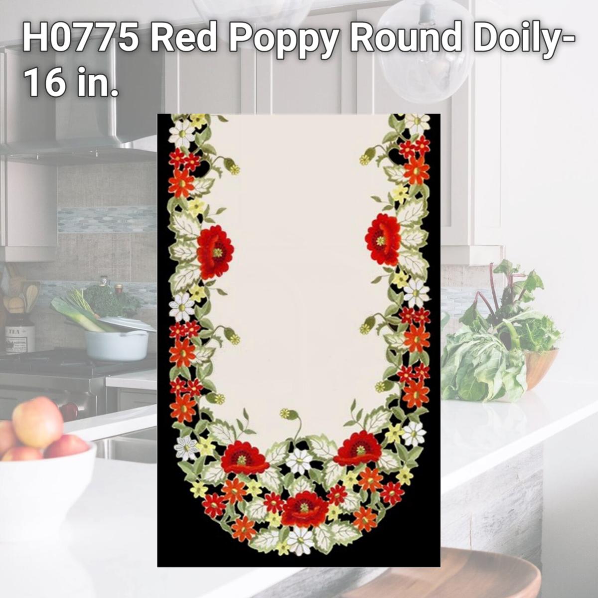 Picture of Sinobrite H0775 Red Poppy Round Doily- 16 in.