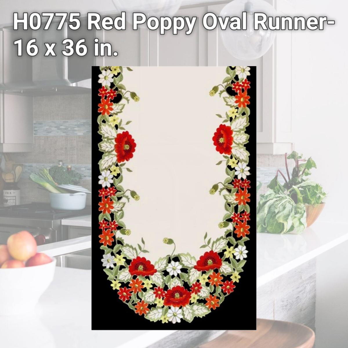 Picture of Sinobrite H0775 Red Poppy Oval Runner- 16 x 36 in.