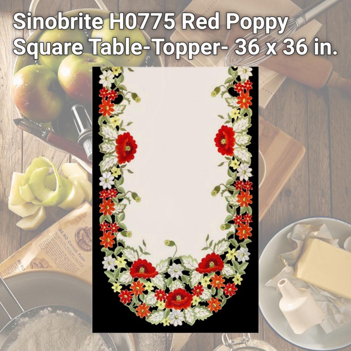 Picture of Sinobrite H0775 Red Poppy Square Table-Topper- 36 x 36 in.