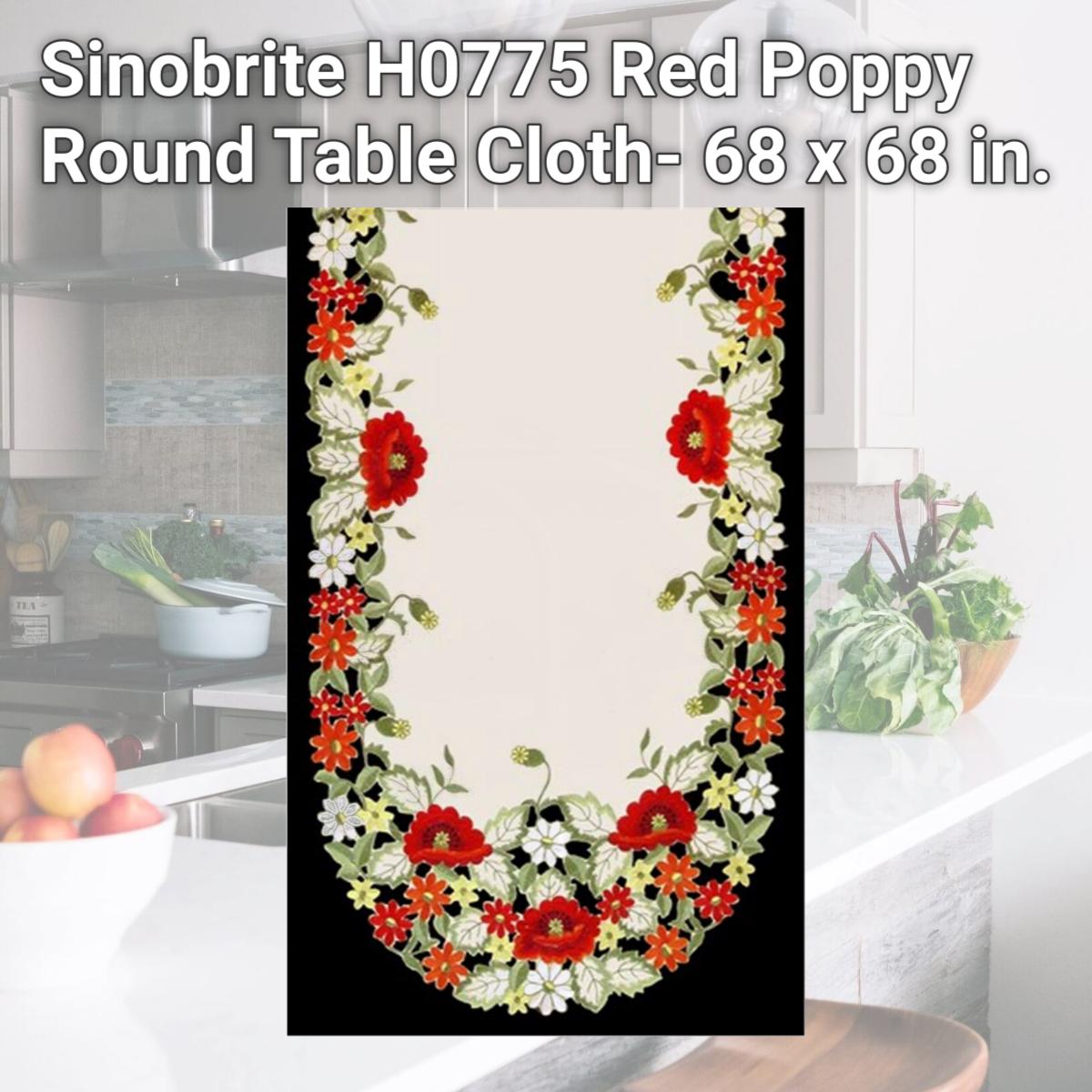Picture of Sinobrite H0775 Red Poppy Round Table Cloth- 68 x 68 in.