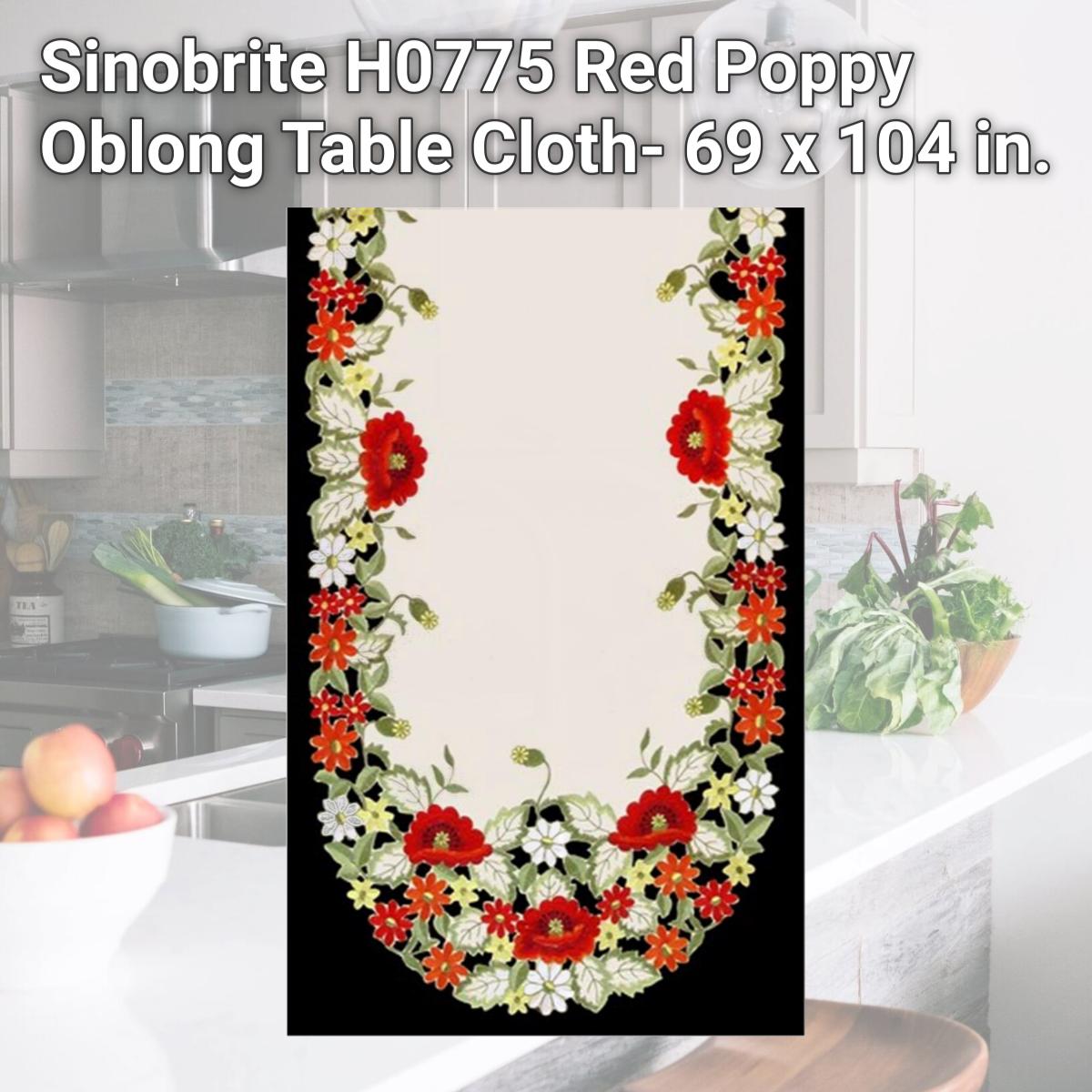 Picture of Sinobrite H0775 Red Poppy Oblong Table Cloth- 69 x 104 in.