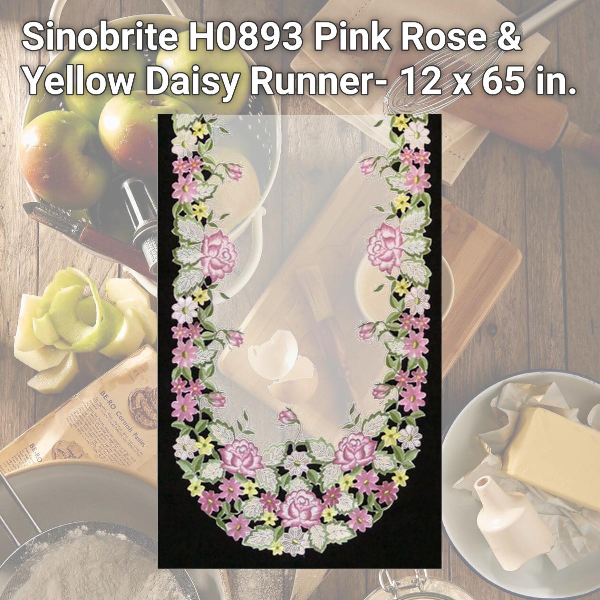 Picture of Sinobrite H0893 Pink Rose & Yellow Daisy Runner- 12 x 65 in.