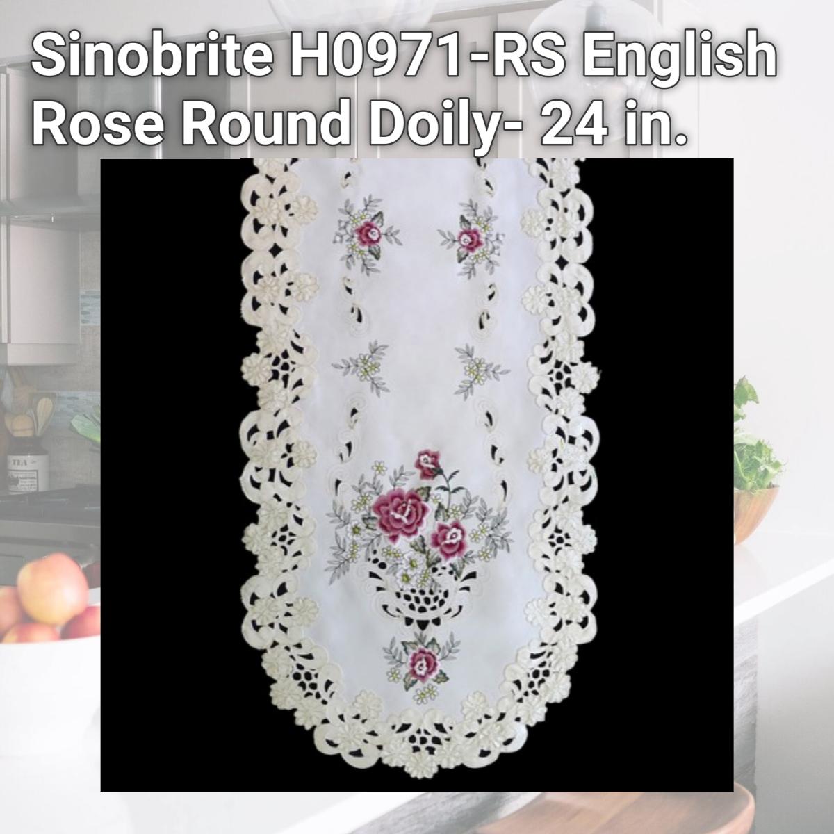 Picture of Sinobrite H0971-RS English Rose Round Doily- 24 in.