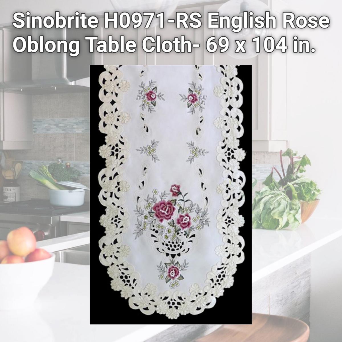 Picture of Sinobrite H0971-RS English Rose Oblong Table Cloth- 69 x 104 in.