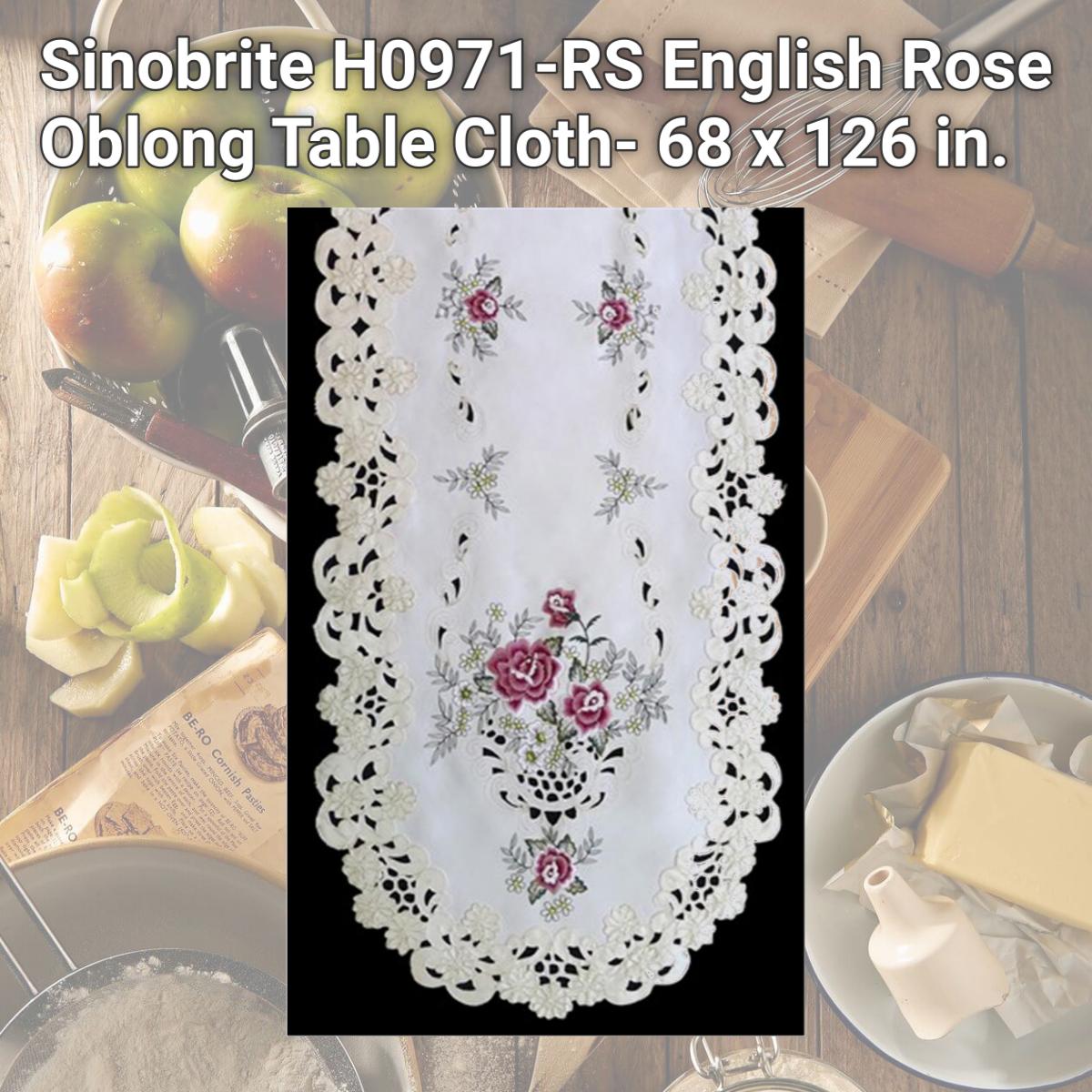 Picture of Sinobrite H0971-RS English Rose Oblong Table Cloth- 68 x 126 in.