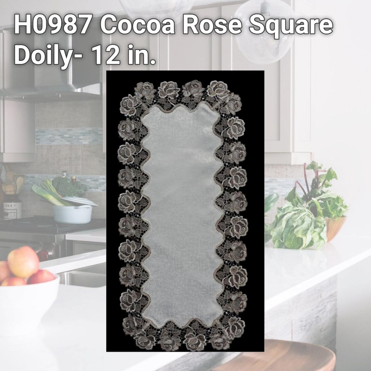 Picture of Sinobrite H0987 Cocoa Rose Square Doily- 12 in.