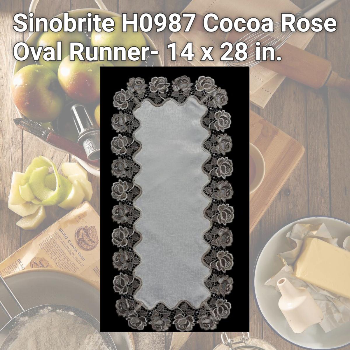 Picture of Sinobrite H0987 Cocoa Rose Oval Runner- 14 x 28 in.