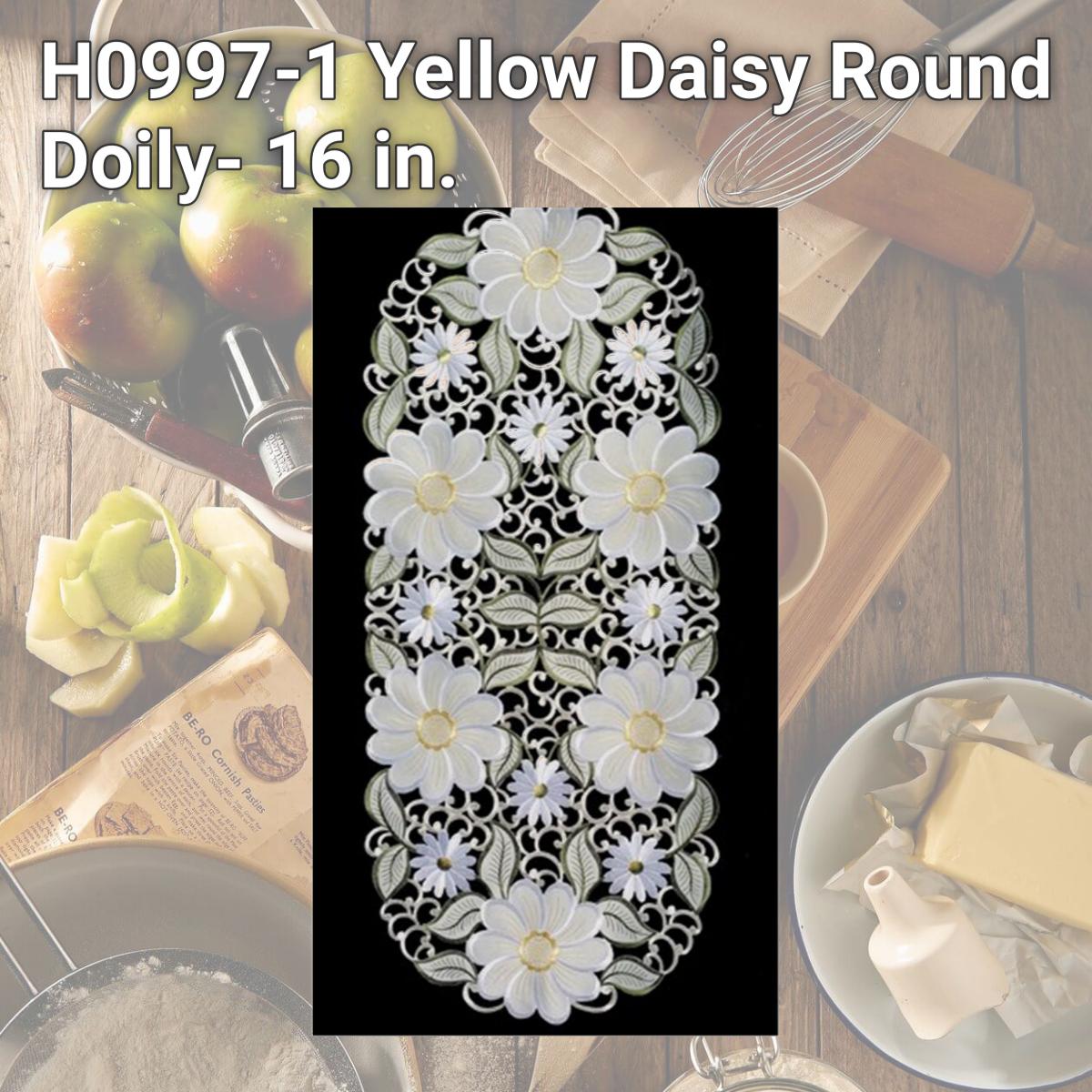 Picture of Sinobrite H0997-1 Yellow Daisy Round Doily- 16 in.