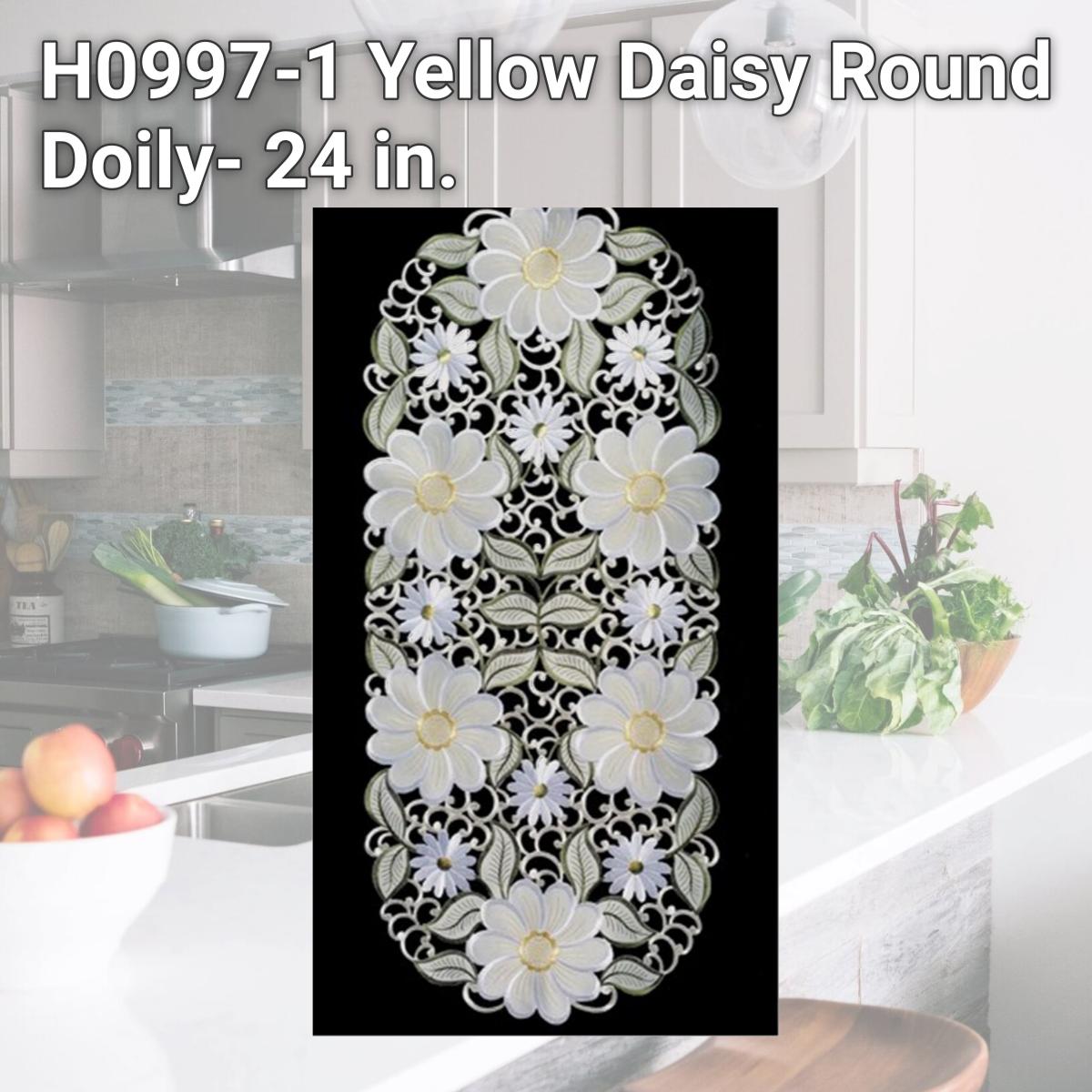 Picture of Sinobrite H0997-1 Yellow Daisy Round Doily- 24 in.
