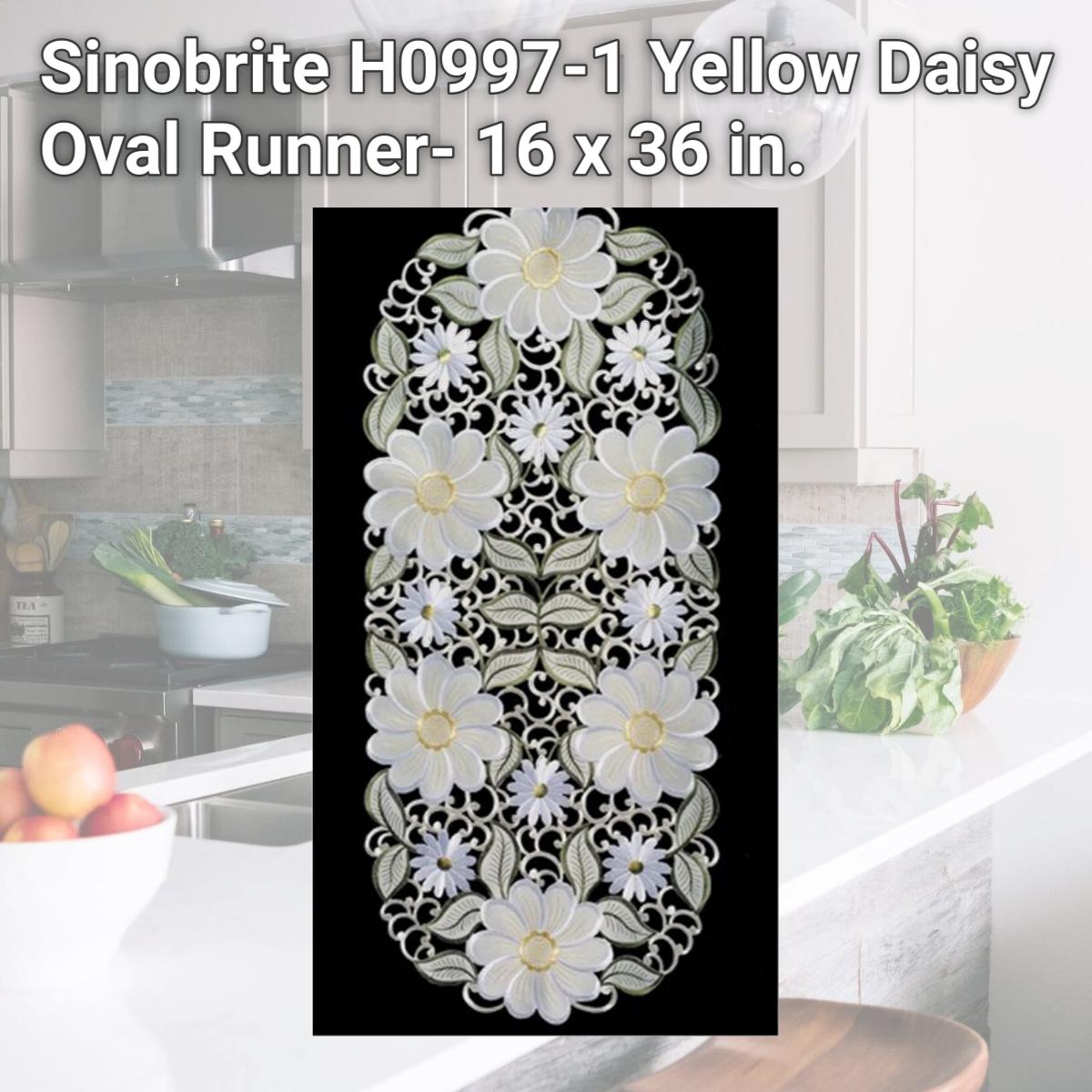 Picture of Sinobrite H0997-1 Yellow Daisy Oval Runner- 16 x 36 in.