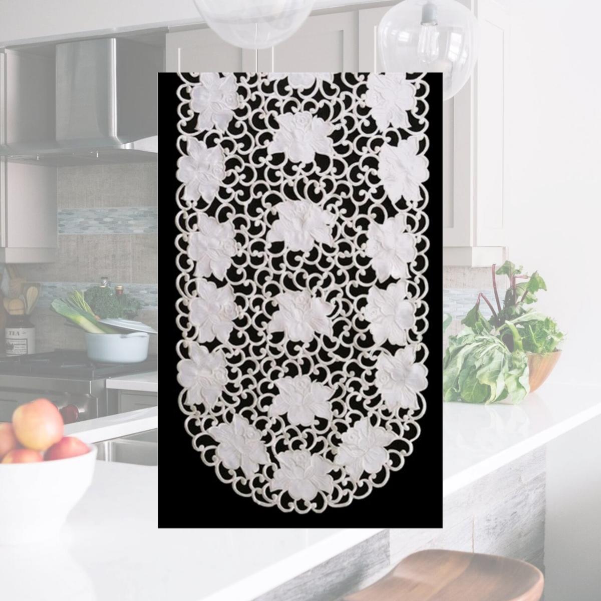 Picture of Sinobrite H7292 Cream Rose Round Doily- 24 in.