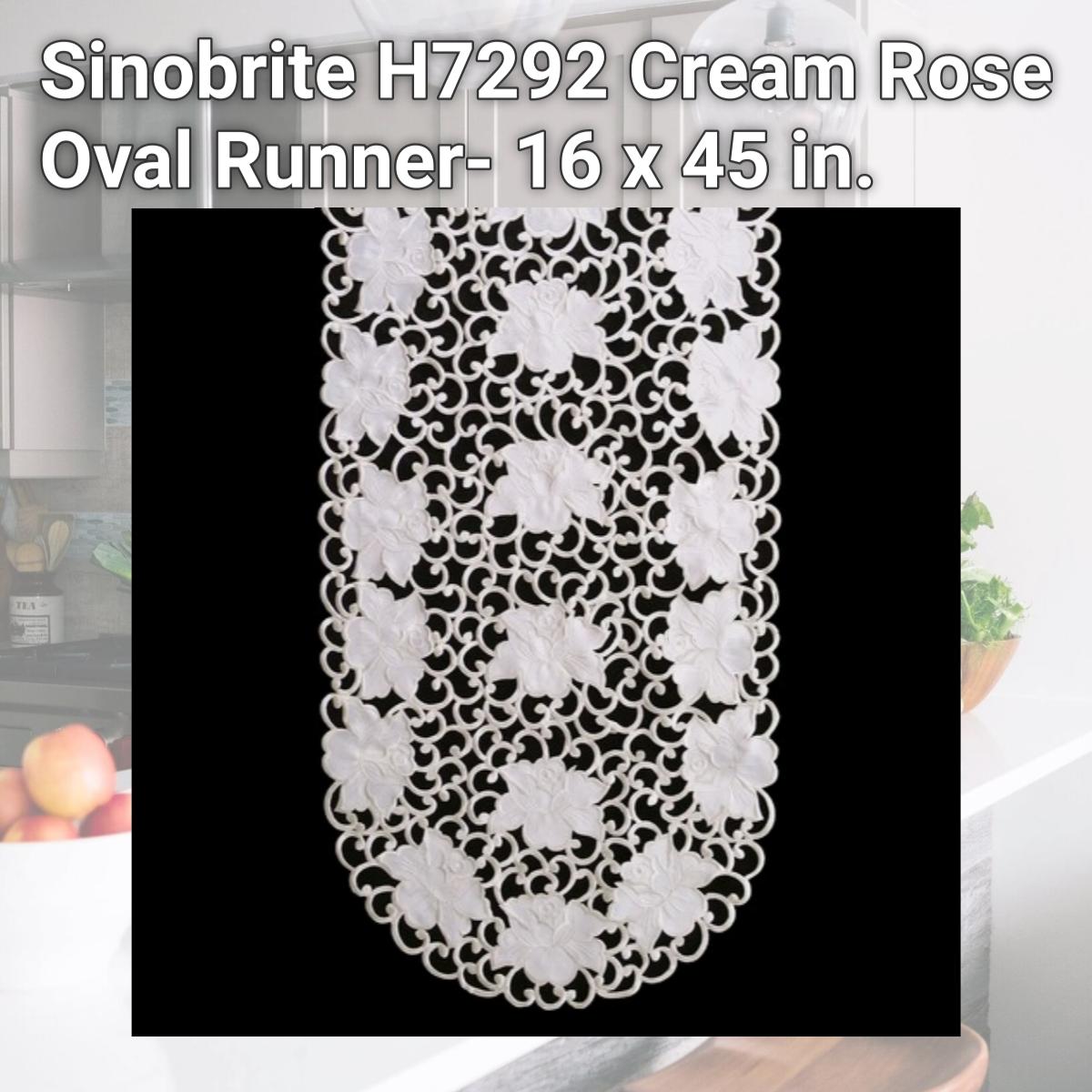 Picture of Sinobrite H7292 Cream Rose Oval Runner- 16 x 45 in.