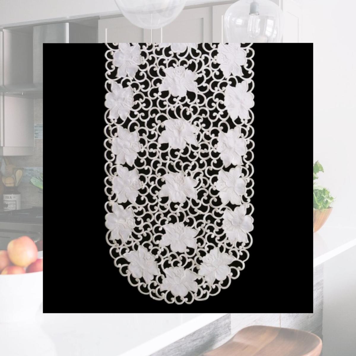 Picture of Sinobrite H7292 Cream Rose Oval Runner- 16 x 45 in.