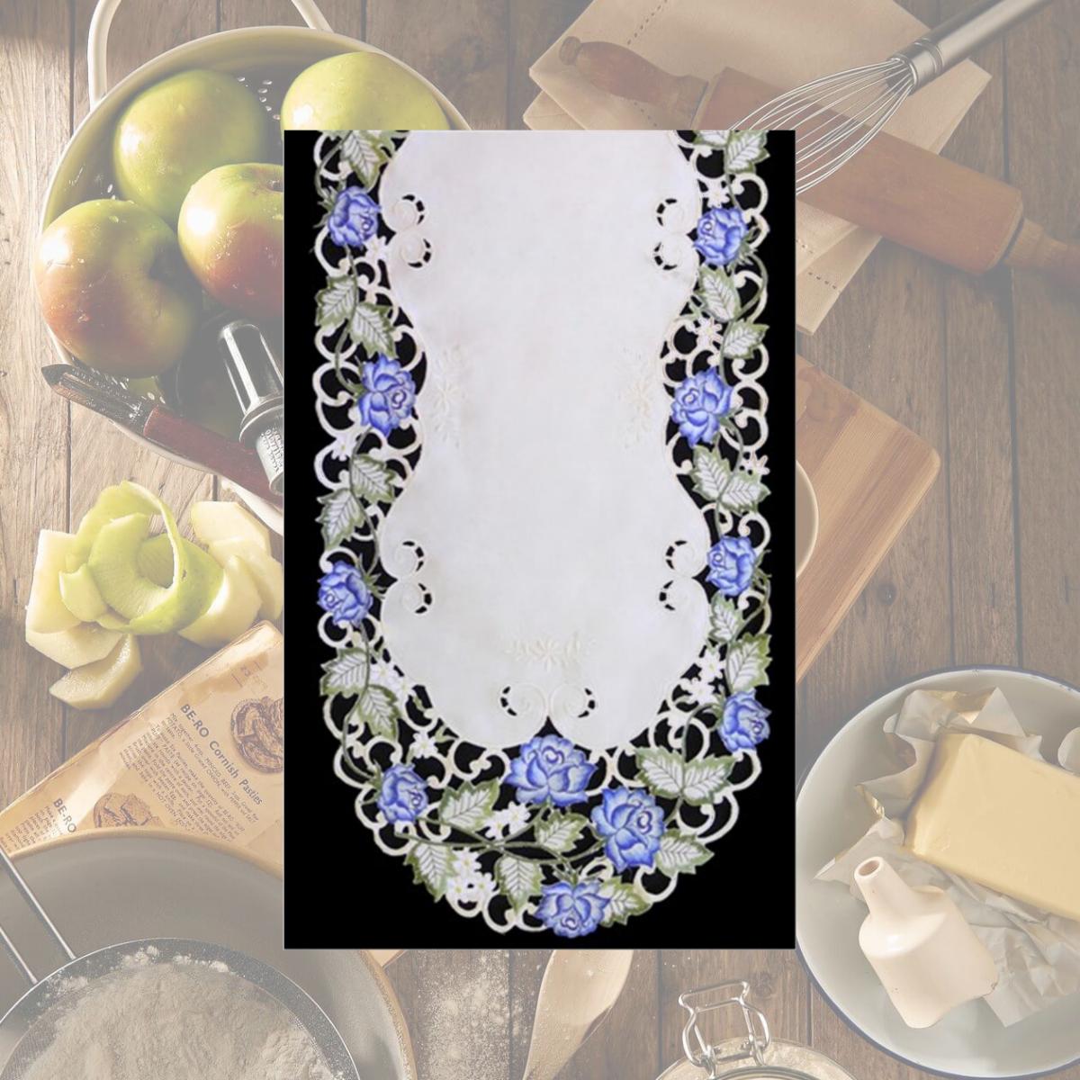 Picture of Sinobrite H7538-B Victorian Rose & Blue Round Doily- 12 in.