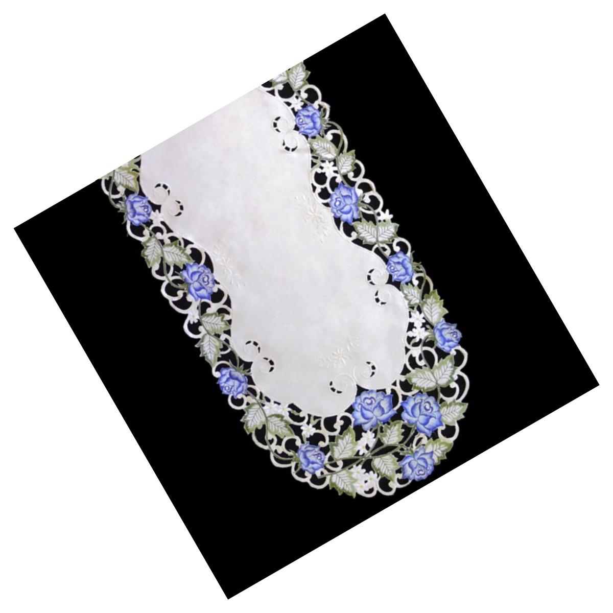 Picture of Sinobrite H7538-B Victorian Rose & Blue Oval Runner- 16 x 54 in.