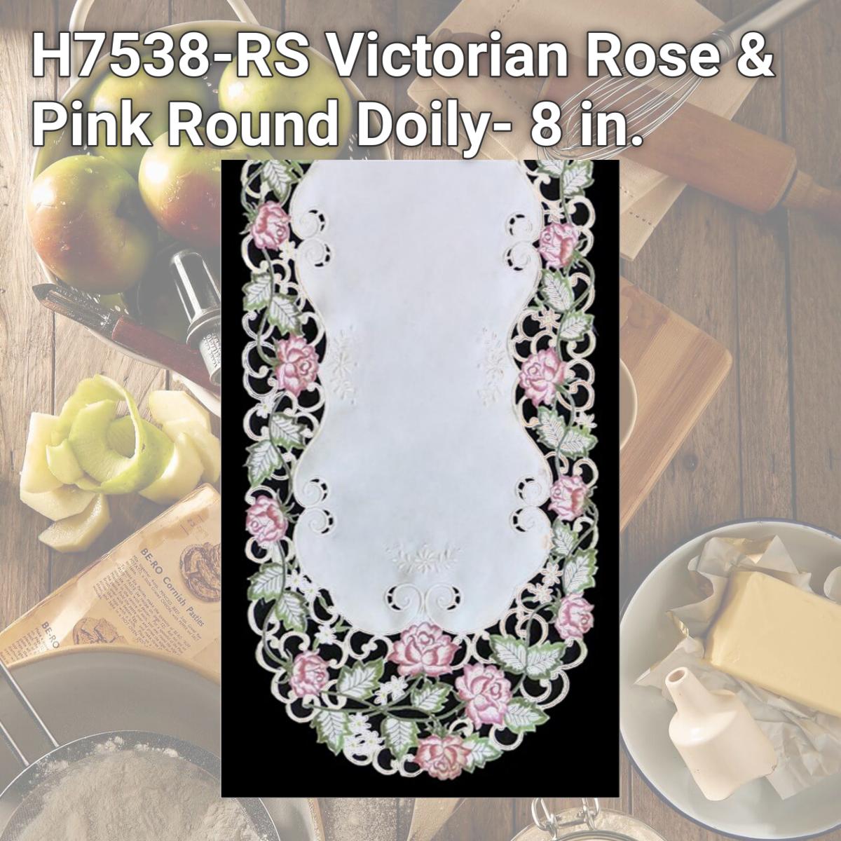 Picture of Sinobrite H7538-RS Victorian Rose & Pink Round Doily- 8 in.
